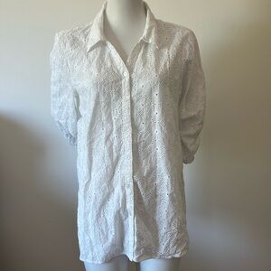 Nicole Miller Artelier White Button Up Shirt Size M